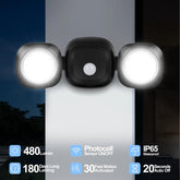 Outdoor security light with motion sensor on a white background
